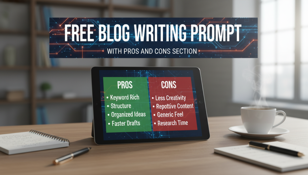 Free Blog Writing Prompt With Pros And Cons Section