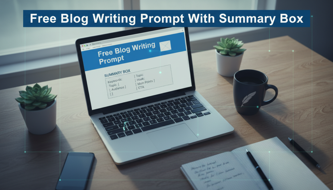 Free Blog Writing Prompt With Summary Box