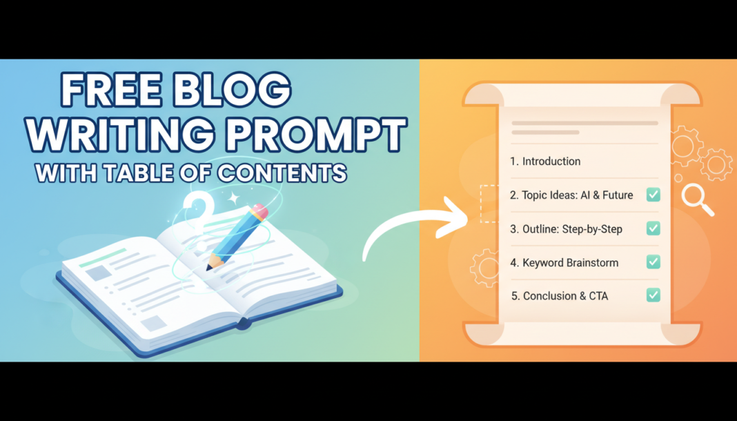 Free Blog Writing Prompt With Table Of Contents