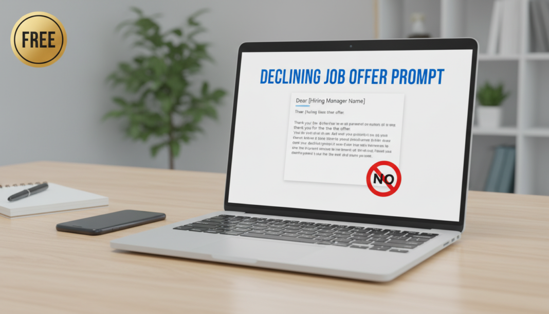 Free Declining a job offer prompt