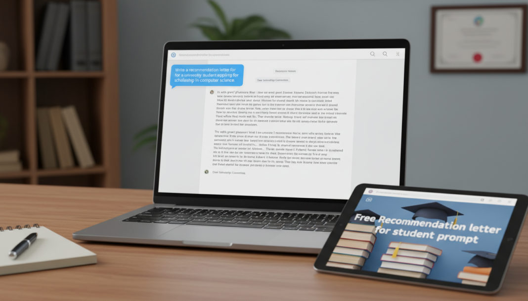 Free Recommendation letter for student prompt
